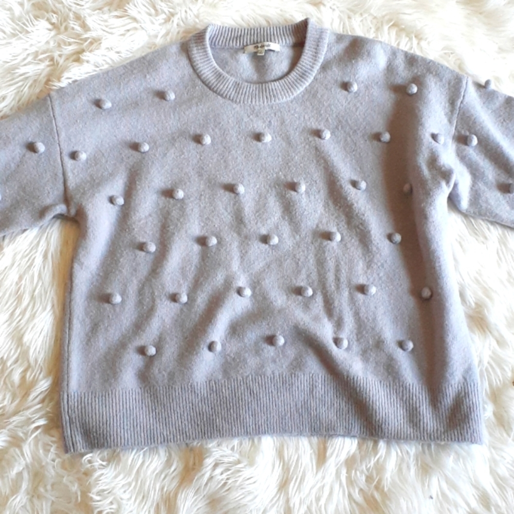 Madewell Grey Crewneck Bobble Sweater Size Medium